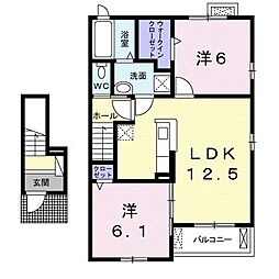 ノブリスタウン稲沢 2階2LDKの間取り