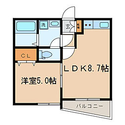 メープルコート 1階1LDKの間取り