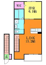 la・poire 2階1LDKの間取り