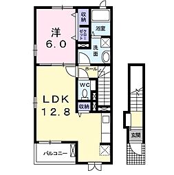 プリムローズ　ＫＳ 2階1LDKの間取り