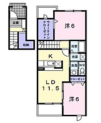 アヴァンティ　I 2階2LDKの間取り