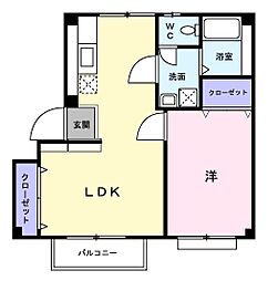カサベルデI 1階1LDKの間取り