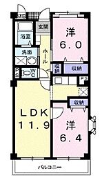 ヴィザージュ 4階2LDKの間取り