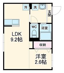 ウィザース 1階1LDKの間取り