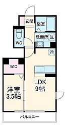 ジュネス前原 1階1LDKの間取り