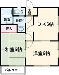 小田急小田原線 町田駅 徒歩10分の賃貸アパート 1階2DKの間取り