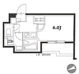 アジールコート品川中延 4階1Kの間取り