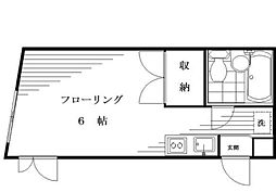 コットン落合 1階1Kの間取り