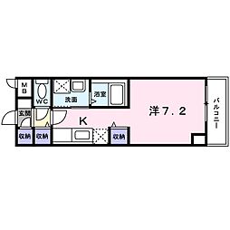 パークサイド砂山 2階1Kの間取り