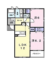 パルティーレ 2階2LDKの間取り