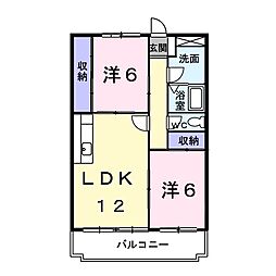 パレスピュア2 2LDKの間取図画像