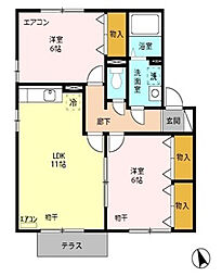 ＭＪフォレストＢ 1階2LDKの間取り