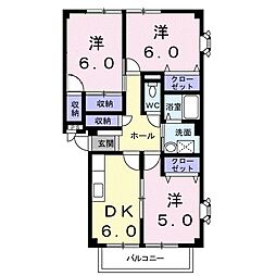クローバーヒルズA 3DKの間取図画像