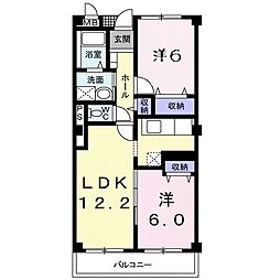 ポム・ド・テール高丘 2LDKの間取図画像
