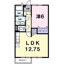 飛鳥ハイツα 1LDKの間取図画像