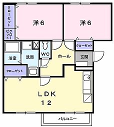 ソミュール匠 2階2LDKの間取り