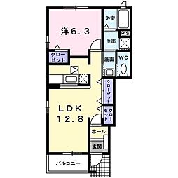 コモディダC 1LDKの間取図画像