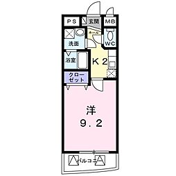 グラン　アルカンシエル 7階1Kの間取り