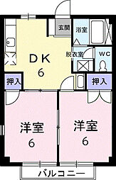 東武小泉線 西小泉駅 徒歩11分の賃貸アパート 1階2DKの間取り