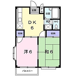 ベルリッチ　II 2階2DKの間取り
