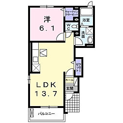 アルコバレーノＡ 1階1LDKの間取り
