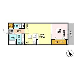 JR総武線 船橋駅 徒歩14分の賃貸アパート 1階1LDKの間取り