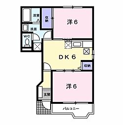 メゾン　ラフィーネII番館 1階2DKの間取り