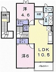 プリムローズB 2LDKの間取図画像