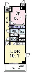 コルソI 1階1LDKの間取り