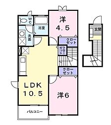 シュタム 2階2LDKの間取り