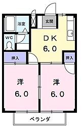 エスポシティ 2DKの間取図画像