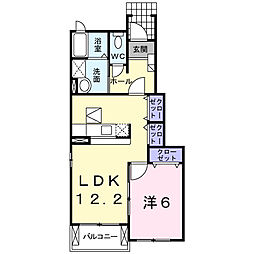 アリアーレI 1階1LDKの間取り