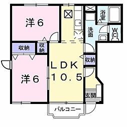 ソフィーシアＡ 1階2LDKの間取り