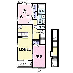 エーデルハイムミキ 2LDKの間取図画像