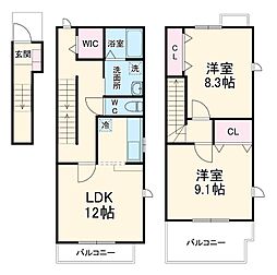 チエロ　エ　ベント 2階2LDKの間取り