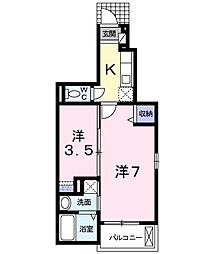 JR中央線 西八王子駅 徒歩13分の賃貸アパート 1階2Kの間取り