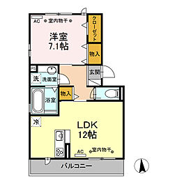 遠州鉄道 曳馬駅 徒歩17分の賃貸アパート 3階1LDKの間取り