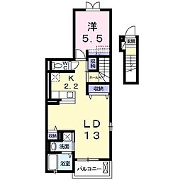 スクールヤード・シノギ 2階1LDKの間取り