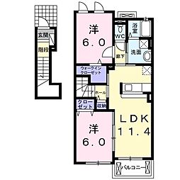 ファレノプシスB 2LDKの間取図画像