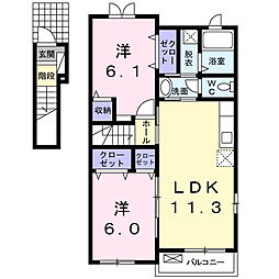 ヴィラ・ハナミズキ3 2LDKの間取図画像