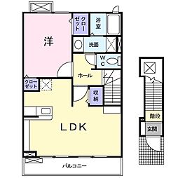 スカイハイム 1LDKの間取図画像