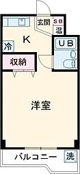 フォーラム共栄 5階ワンルームの間取り