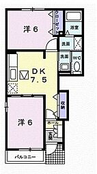 プリムローズ1 2DKの間取図画像