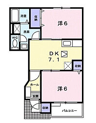 メゾンリュミエールＡ 1階2DKの間取り