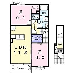 アルブル 2LDKの間取図画像
