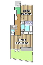 花のワルツ嵯峨 1LDKの間取図画像