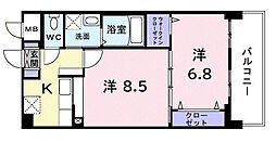 JR南武線 府中本町駅 徒歩6分の賃貸マンション 2階2Kの間取り