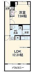 JR京浜東北・根岸線 浦和駅 徒歩14分の賃貸マンション 5階1LDKの間取り