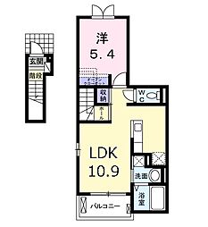 サニーハウス 2階1LDKの間取り