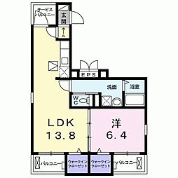 カーサ・ブリーゼ 1LDKの間取図画像